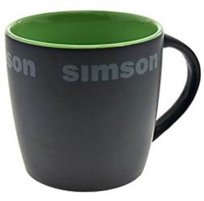 Simson Tasse, Farbe: matt schwarz, grün - Motiv:SIMSON