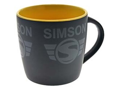 Simson Tasse, Farbe: matt schwarz, gelb - Motiv:SIMSON