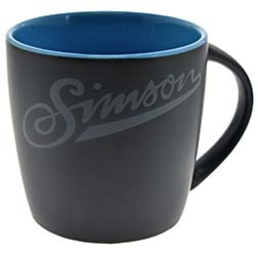 Simson Tasse, Farbe: matt schwarz, blau - Motiv:SIMSON