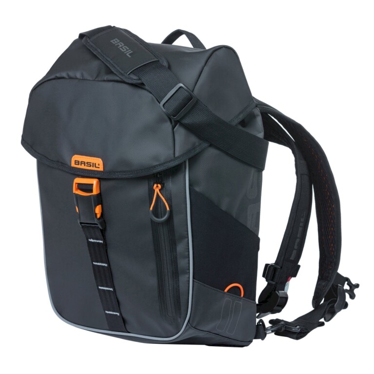 Basil - Einzeltasche Miles Tarpaulin, Schwarz/Orange