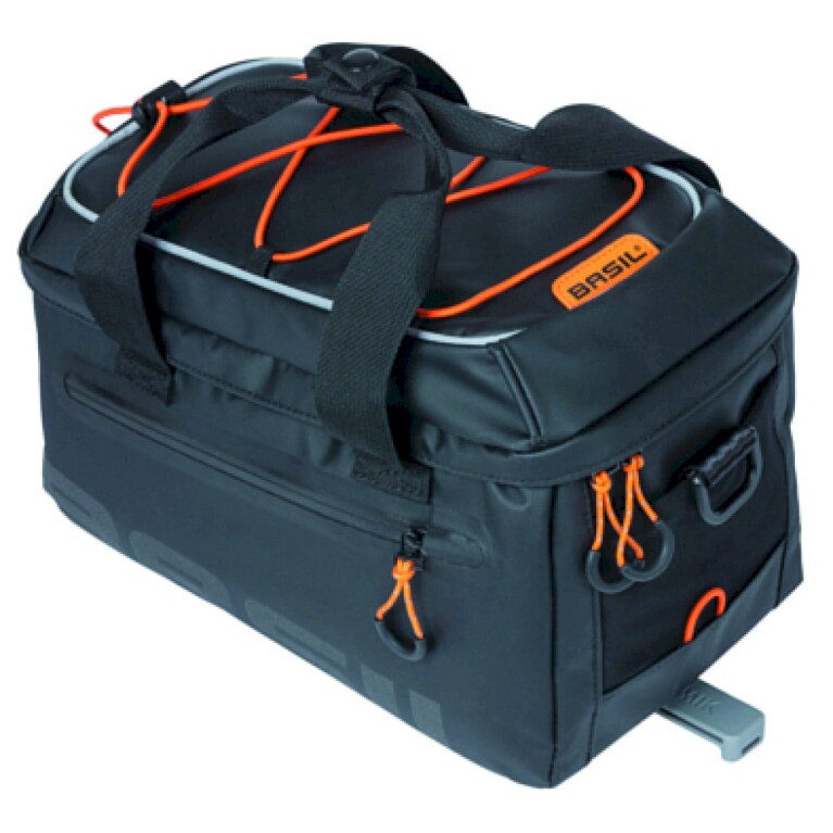 Basil - Gepäckträgertasche Miles Tarpaulin MIK, Schwarz/Orange