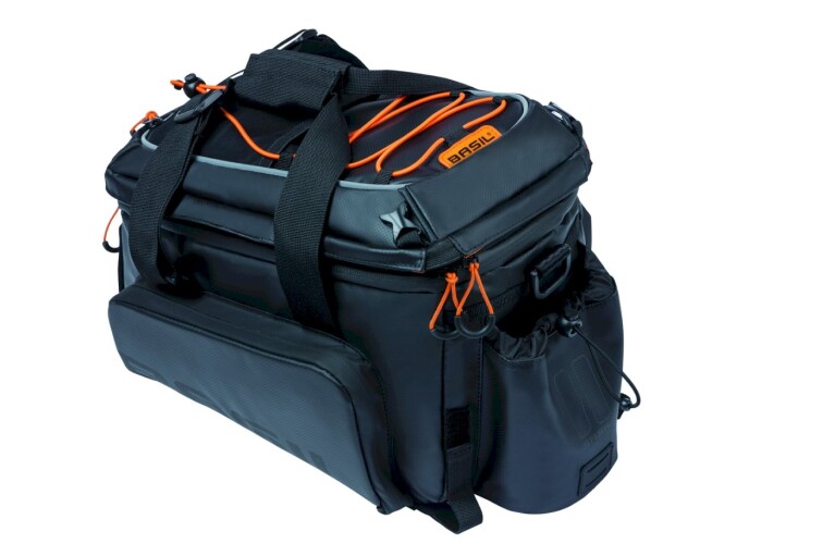 Basil - Gepäckträgertasche Miles Trunkbag XL Pro, Schwarz/Orange