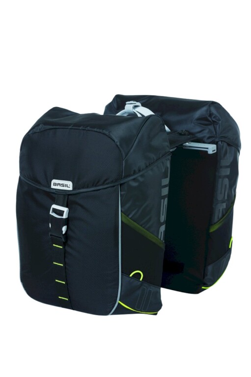 Basil - Doppelpacktasche Miles MIK, Schwarz/Lime