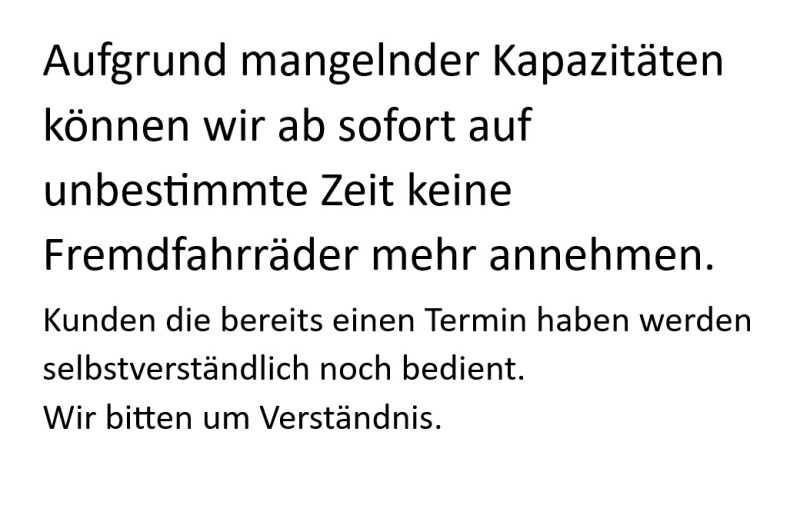 Fremdfahrzeug Reparaturen Annahmestop