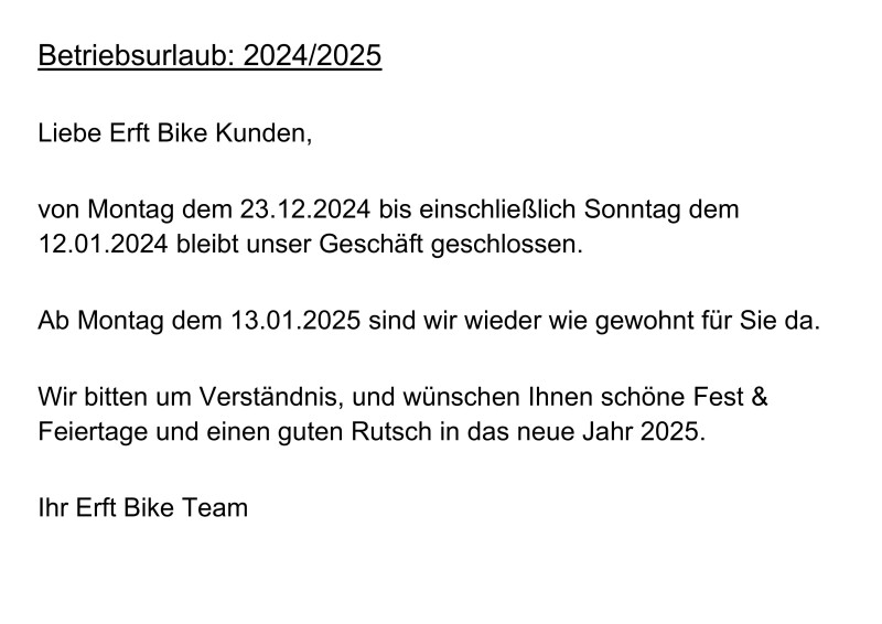 Betriebsurlaub - Winter 2024/2025