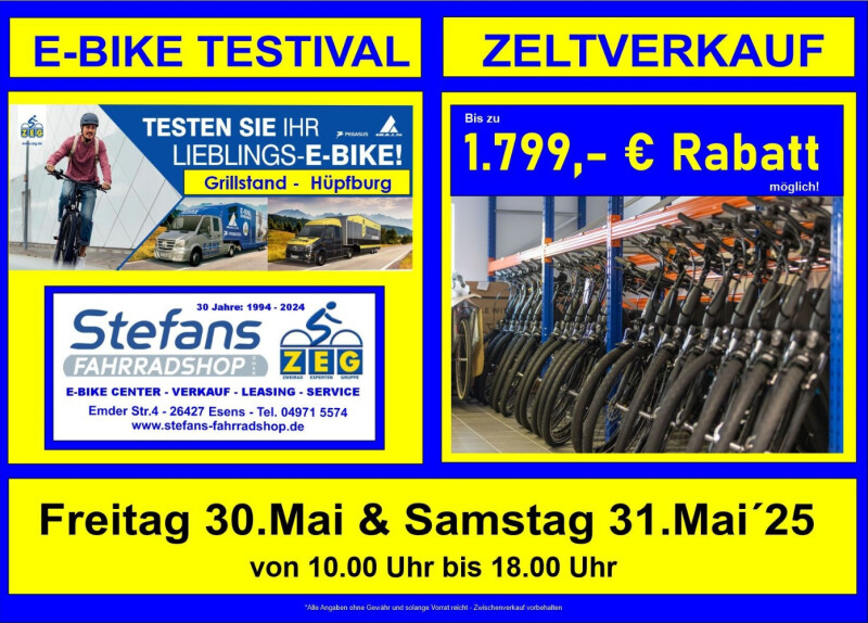 30./31. Mai Testival und Zeltverkauf
