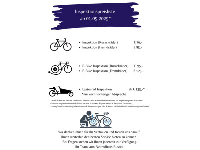 Preisliste Inspektion 