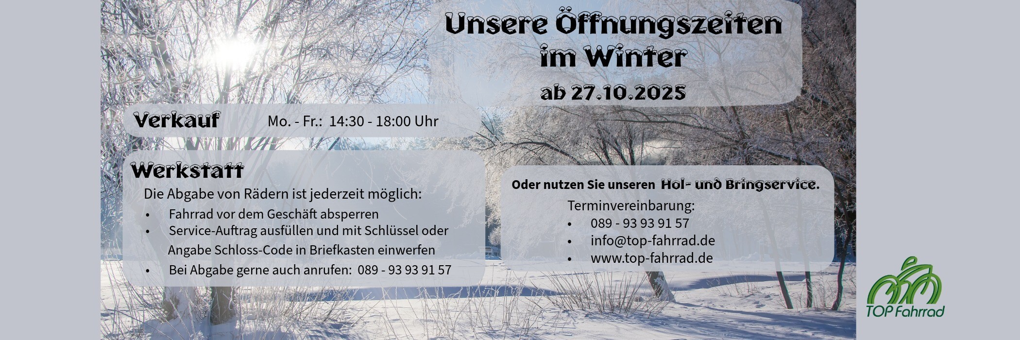 Winter-Öffnungszeiten