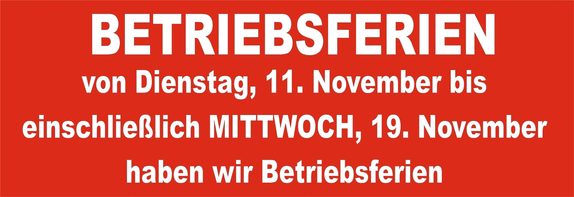 November Betriebsferien