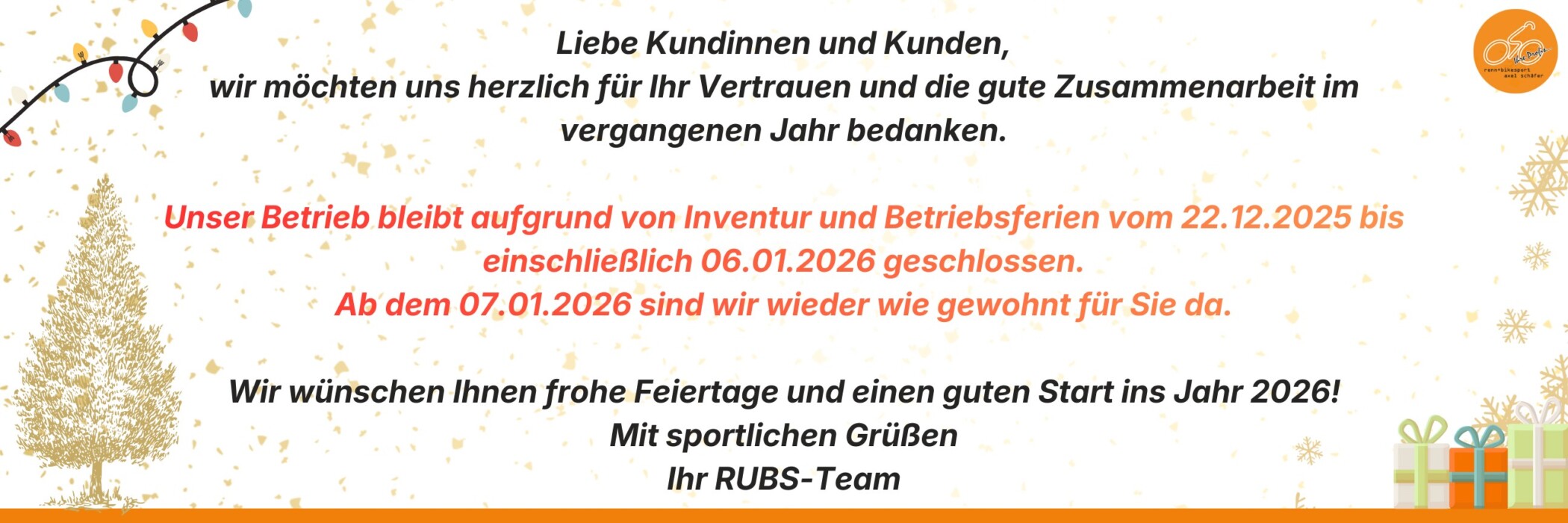 Inventur und Betriebsferien