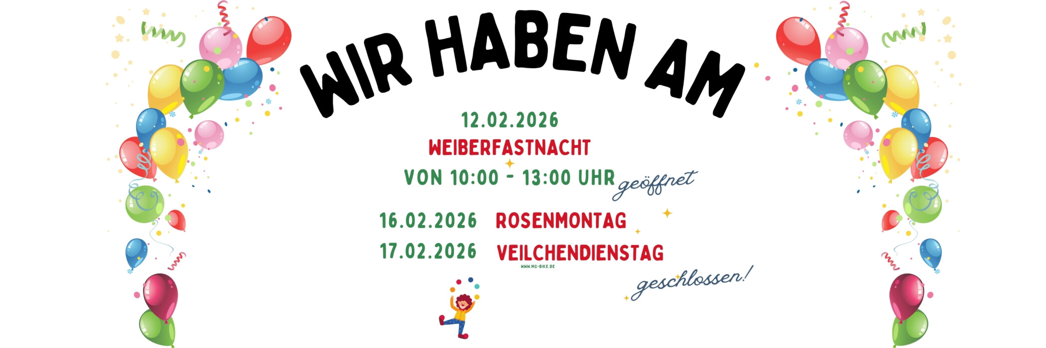 Karneval Öffnungszeiten