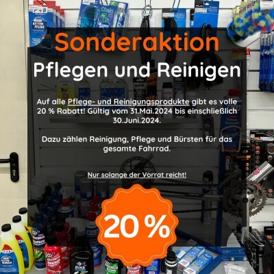 20 % Rabatt auf alle Pflege- und Reinigungsprodukte