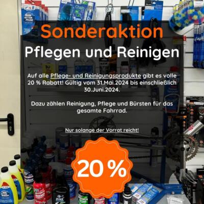 20 % Rabatt auf alle Pflege- und Reinigungsprodukte