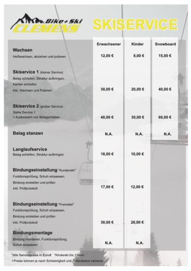 Skiservice und Bindungsservice bei Bike + Ski Clemens