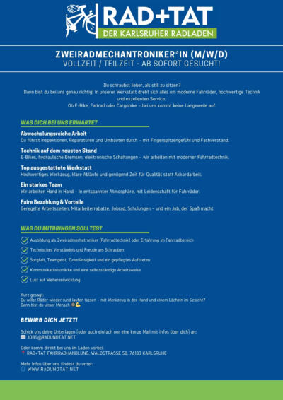 Unterstzüzung in der Werkstatt gesucht