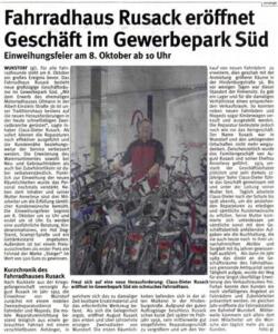 Fahrradhaus Rusack eröffnet ...