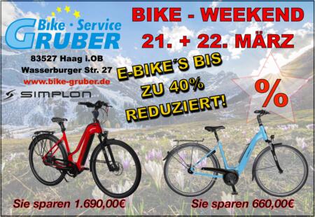 BIKE WEEKEND AM 21. + 22. MÄRZ