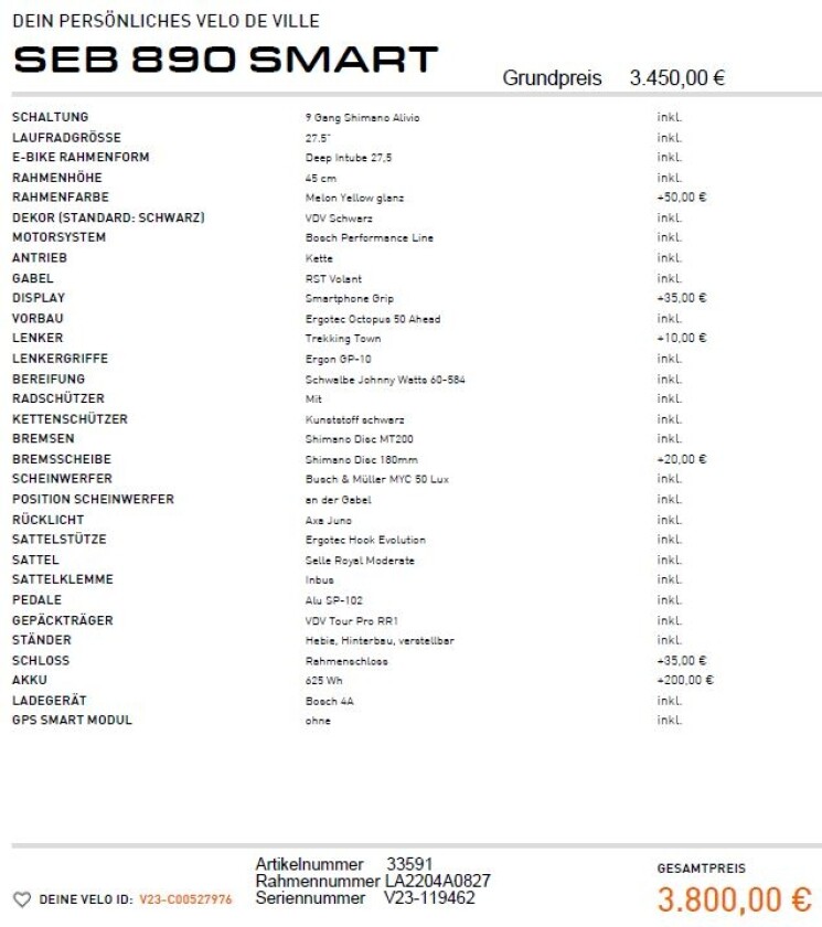 Velo de Ville SEB 890 Smart
