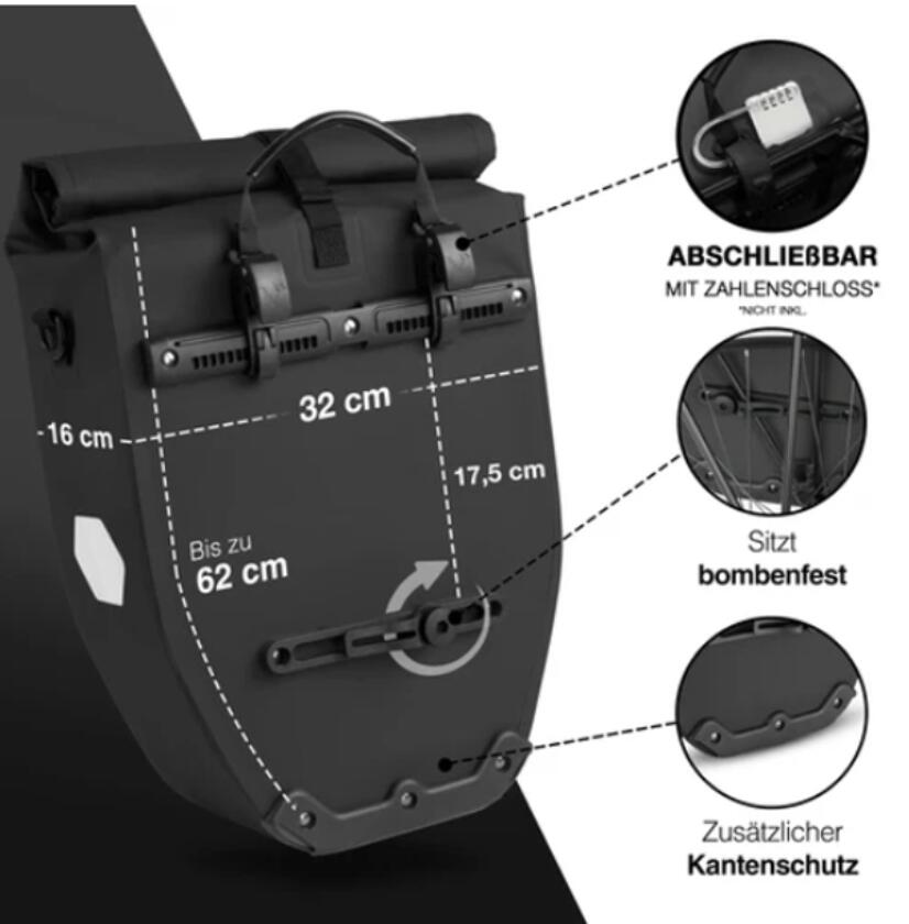 Valkental ValkBasic - große & wasserdichte Gepäckträgertasche