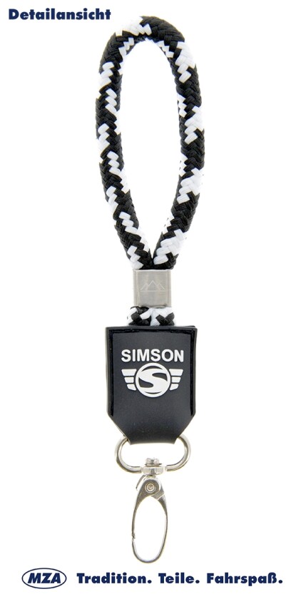 Simson Schlüsselanhänger, kurz, schwarz/weiß, Motiv: SIMSON
